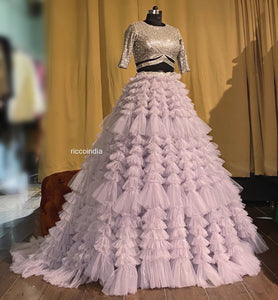 Ruffle skirt and sequins top