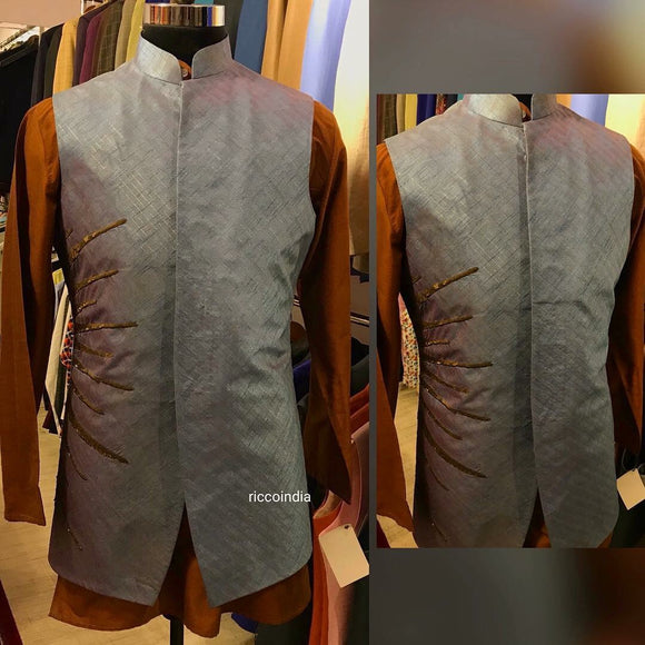 Indowestern waistcoat with sequin work