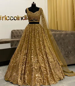 Dark gold modern flared Lehenga