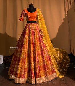 Multi color printed lehenga