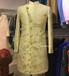 Ivory gold foiling indowestern sherwani