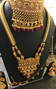 Bridal necklace with red stones