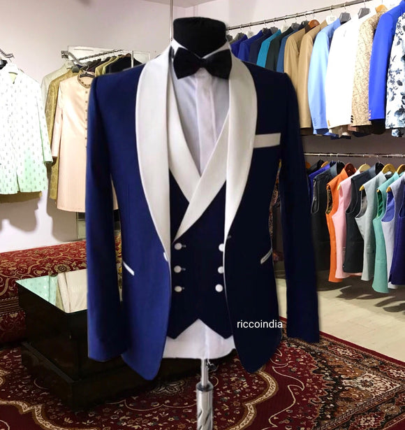 Blue and White three piece tuxedo