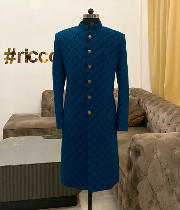 Turquoise sherwani