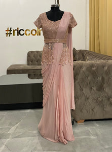 Rose gold tassel concept stitched saree