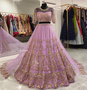 Lavender Lehenga with detachable train