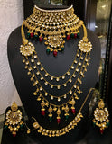 Green and maroon stone bridal set