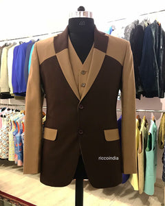 Brown linen three piece suit