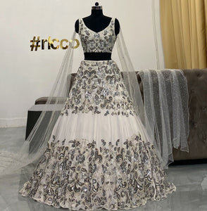 White shoulder capes Lehenga