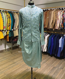Draped kurta with embroidered vest
