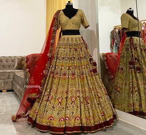 Light golden Lehenga with heavy flare