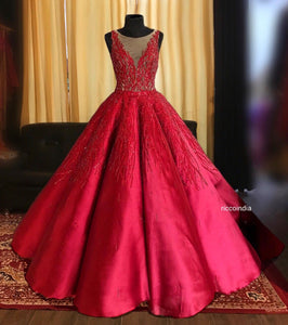 Structured red ball gown