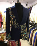 Blue tuxedo with zardosi embroidery