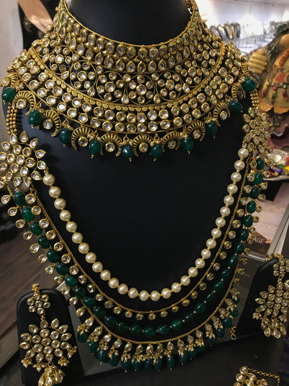 Statement green stone bridal necklace