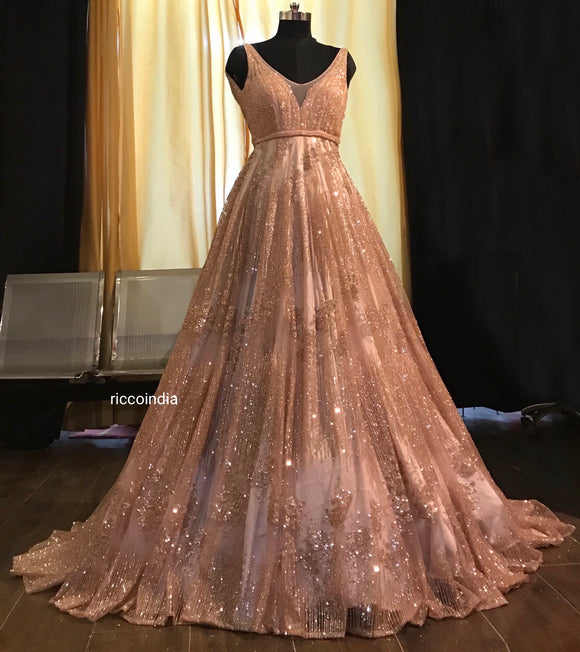 Rose gold train gown