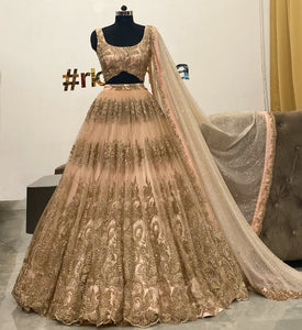 Peach flared Lehenga