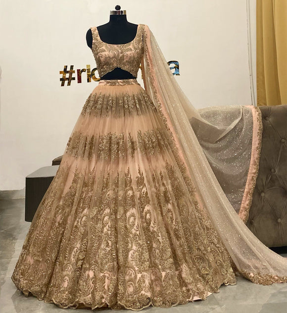 Peach flared Lehenga