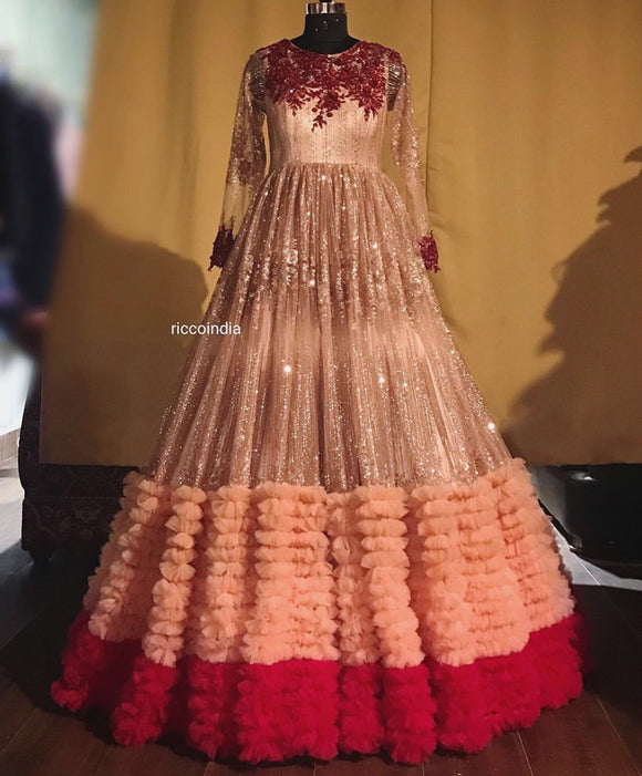 Rose gold ombré flared gown