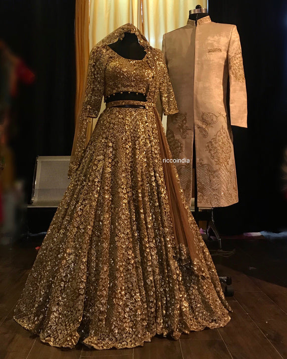 Copper Gold and beige couple set.