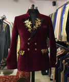 Burgundy velvet tuxedo blazer