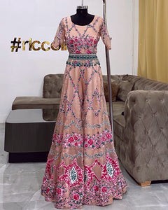 Floral embroidery jumpsuit with beaded tassel belt