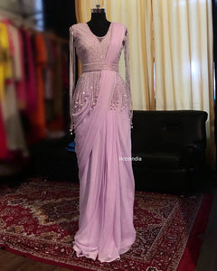 Beadwork fringe blouse saree gown