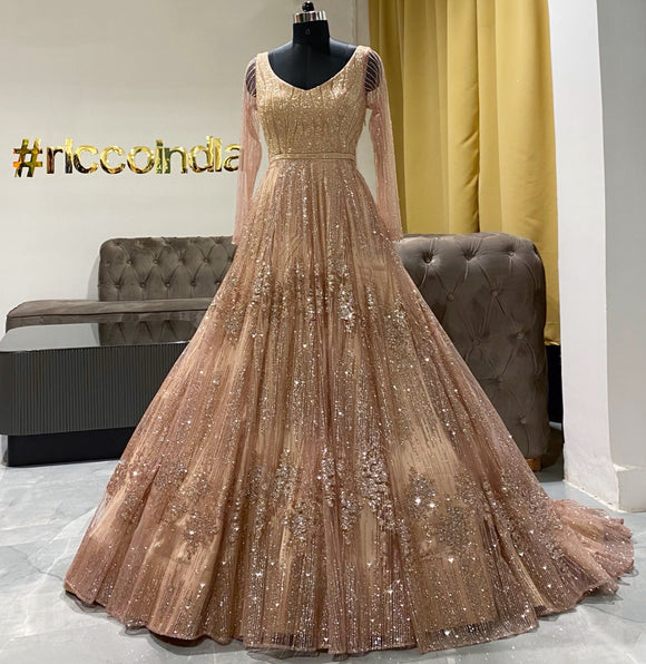 Rose gold train gown