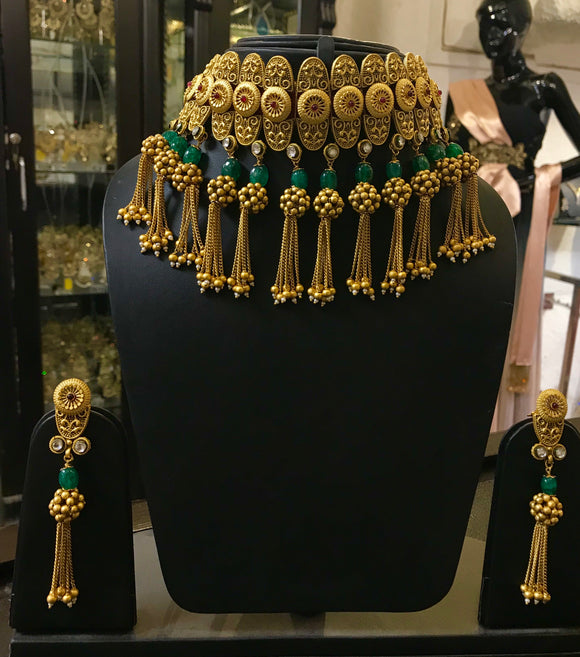 Fringe style latkan necklace