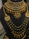 Green and maroon stone bridal set