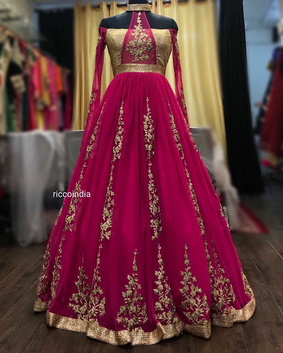 Pink indowestern cocktail gown