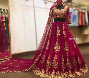 Pink bridal Lehenga with train dupatta veil