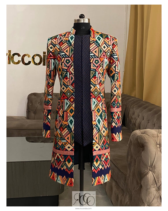 Indowestern multicolour embroidery sherwani