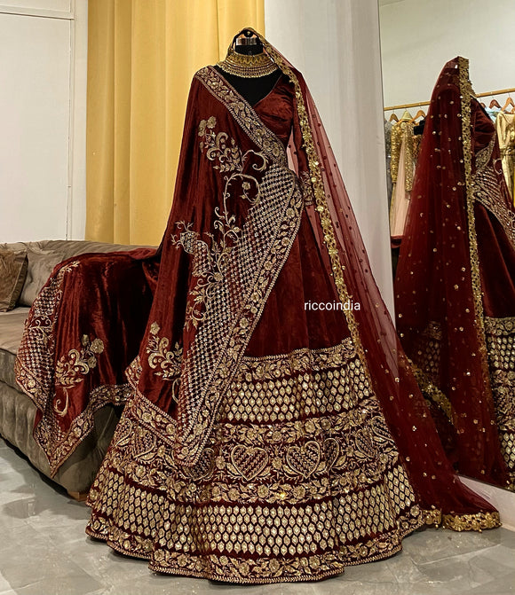 Maroon bridal Lehenga