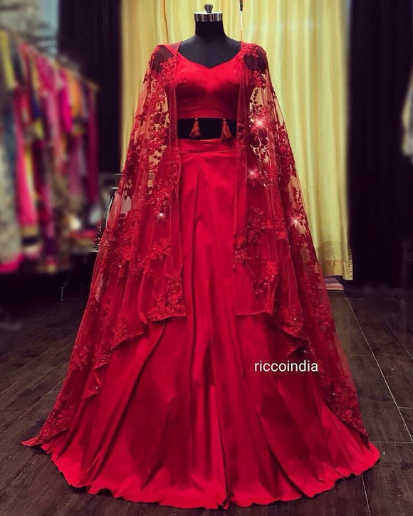 Red jacket lehenga