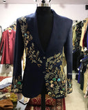 Blue tuxedo with zardosi embroidery