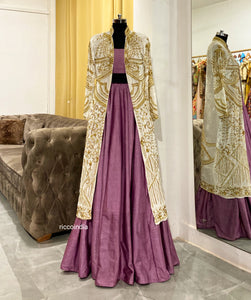 Velvet embroidery jacket Lehenga