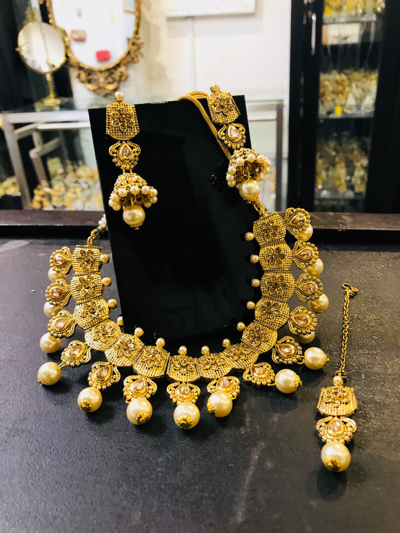 Carved small choker necklace – Ricco India - Main Image