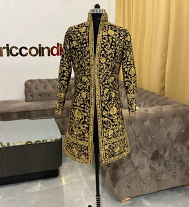 Dori work black sherwani