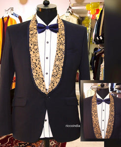 Black tuxedo with embroidered lapel