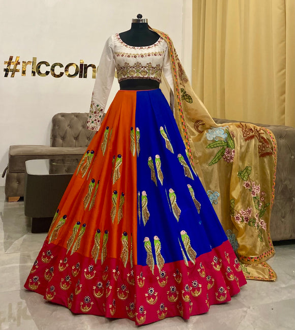 Multi color Lehenga with embroidered dupatta